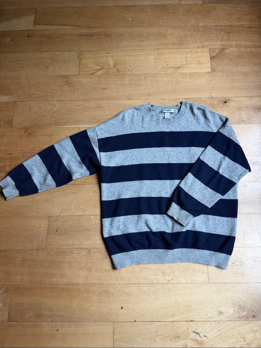 RSQ women’s Crewneck Sweater in Gray and Navy Stripes